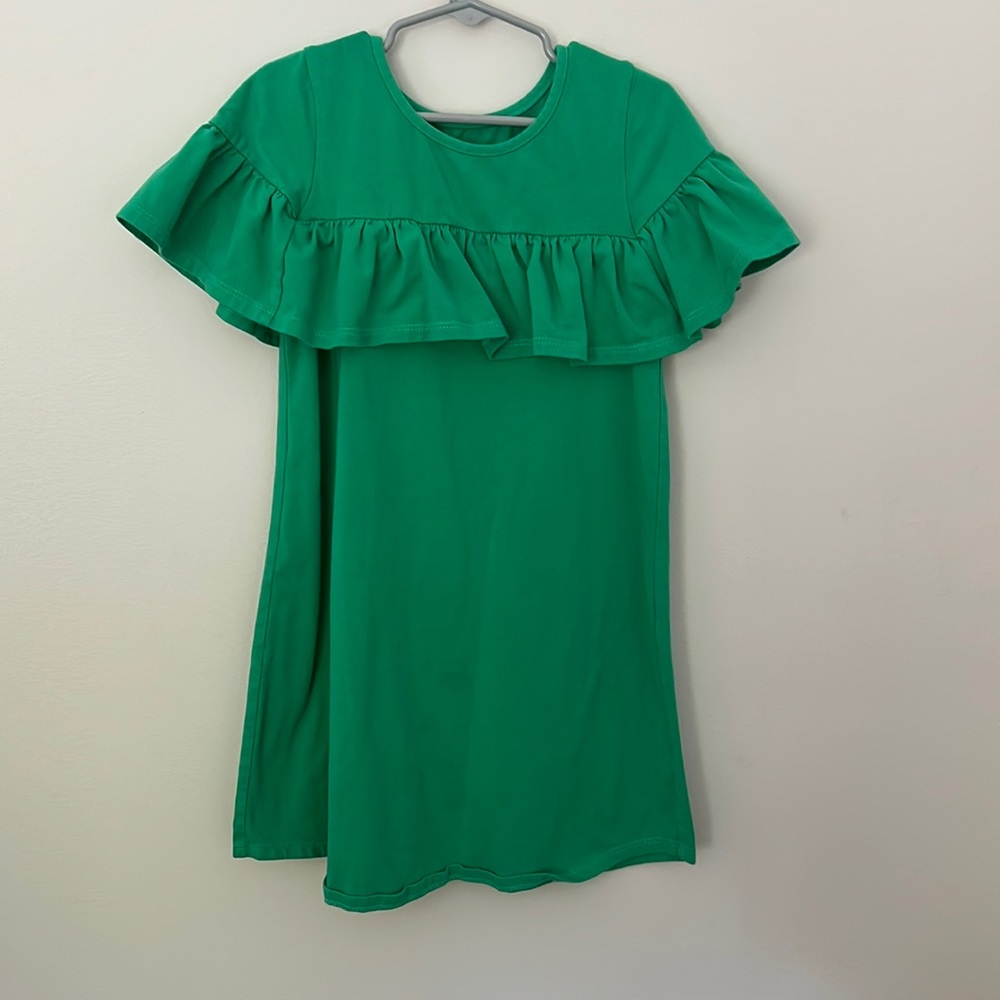 Girls Kelly Green Cotton Dress Mabel & Honey